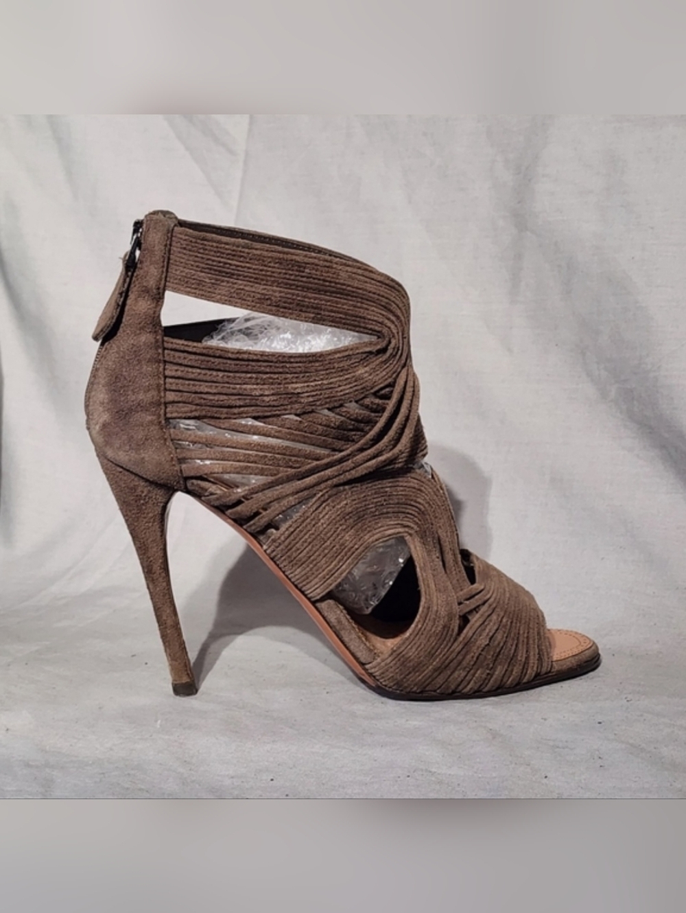 ALAIA Taupe/Brown Suede Heels, size 40